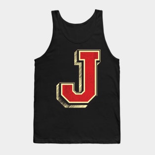 Alphabet Letter J ✪ Vintage Retro font typography style for birthday gifts Tank Top